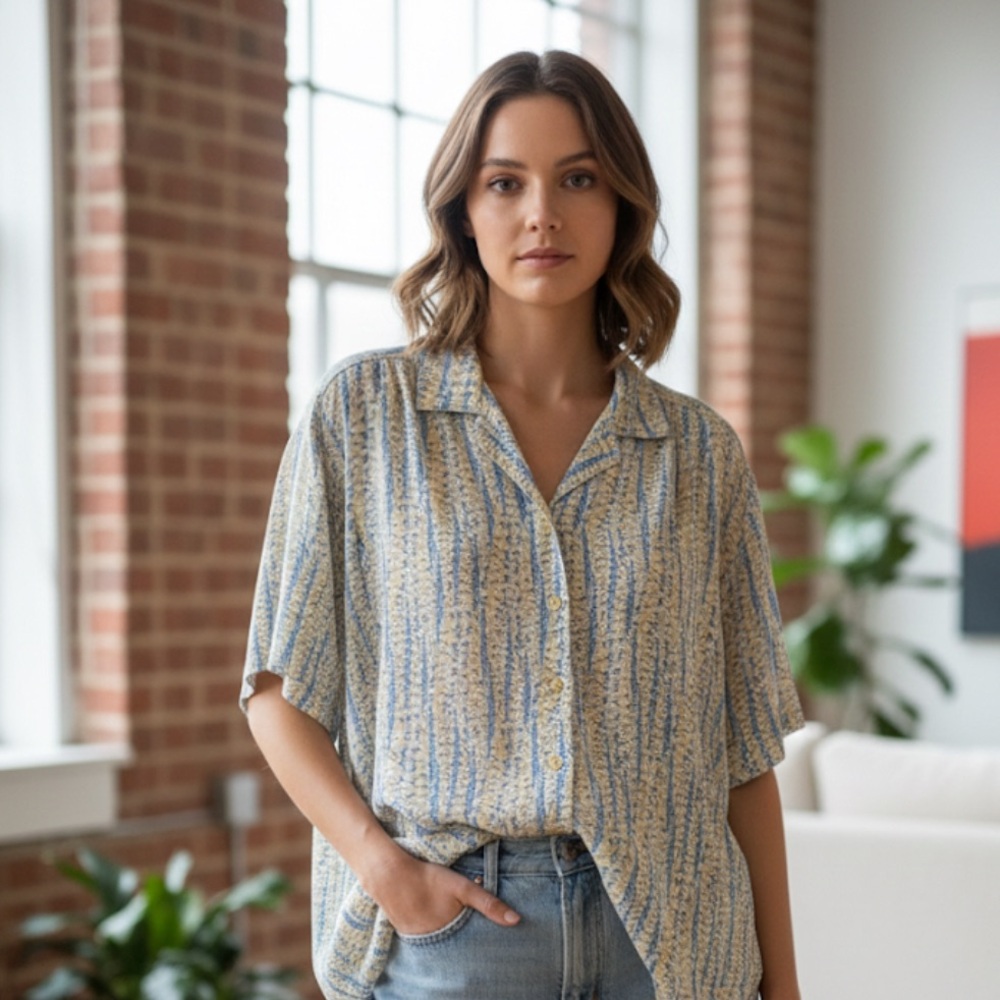 Donn Kenny Petite XLP Button Down Blouse